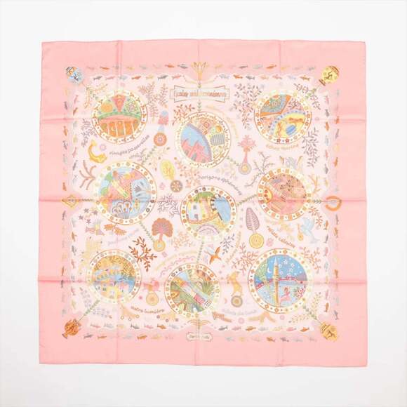 Hermes Accessories - HERMES Pink Silk Scarf